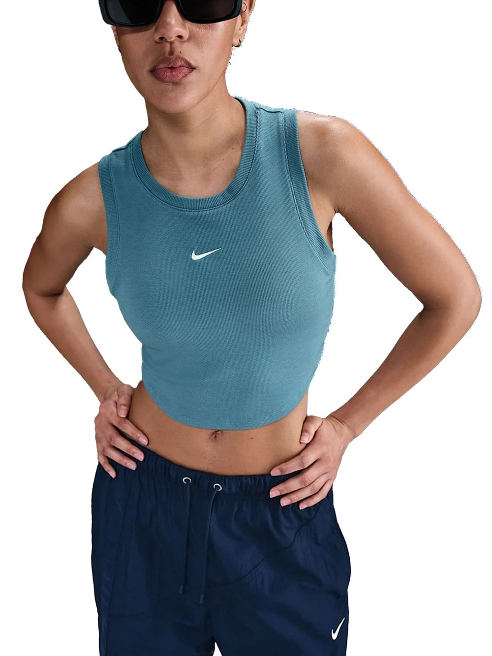 Nike Teal Sleeveless Ribbed Crop Tank